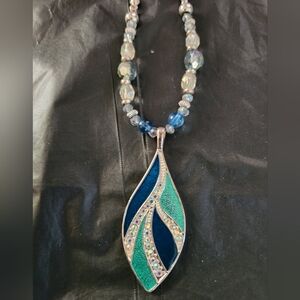 Elegant Blue and Green Beaded Necklace